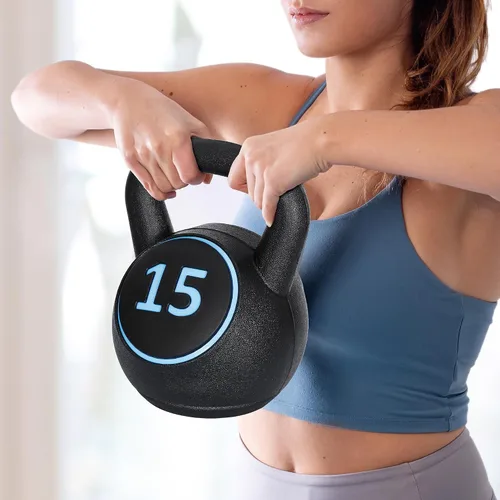 Vista 7 de F2C - Juego de pesas rusas de 4 piezas, juego de pesas para entrenamiento de fuerza, pesas rusas de 5 libras, 10 libras, 15 libras, 20 libras, pesas
