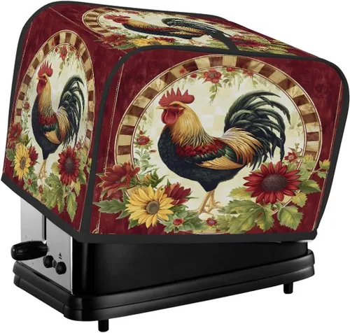 Vista 45 de Funda para tostadora de animales de gallo, 2 rebanadas, protección contra el polvo y las huellas dactilares, fundas para pan, fundas lavables