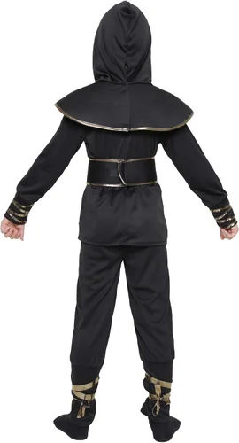 Vista 5 de Conjunto de disfraz de ninja para niños, disfraz muscular de ninja para niños, disfraz de lujo