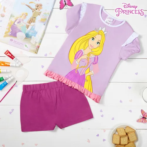 Vista 6 de Disney Conjunto de pijama para niñas, ropa de dormir de verano de La Bella y la Bestia, Rey León, Princesa, Stitch PJs de 2 piezas