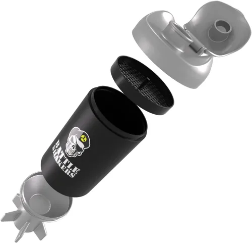 Vista 3 de Mortero Shaker Cup Botella agitadora con temática militar Taza de proteína a prueba de fugas con compartimento de almacenamiento Mezcla