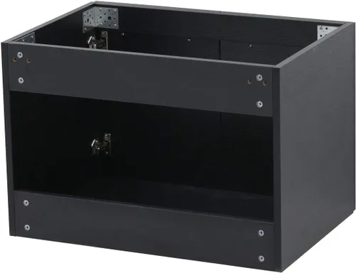Vista 5 de Juego de lavabo flotante para montaje en pared, tocador negro, encimera de piedra plana negra, fregadero de cerámica - 24 pulgadas