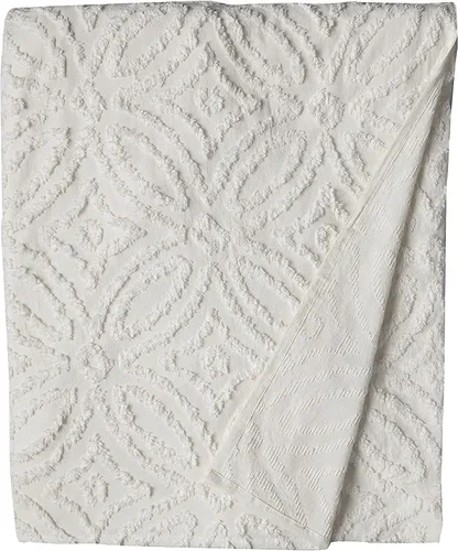 Vista 3 de Beatrice Home Fashions Colcha de chenilla para anillo de boda, matrimonial, marfil + 2 fundas de almohada de chenilla para anillos de boda