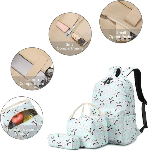 Vista 4 de Ecodudo - Morral ligero para niños y niñas, lindas mochilas escolares con lonchera