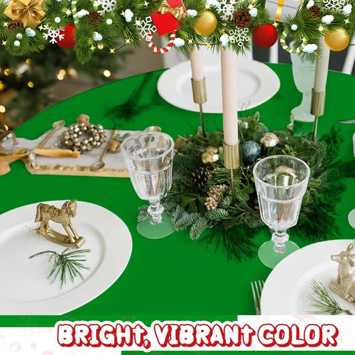 Vista 6 de Amylove 12 manteles de plástico navideños de 84 pulgadas, redondos, desechables, de plástico, impermeables, decorativos, para fiestas, decoración