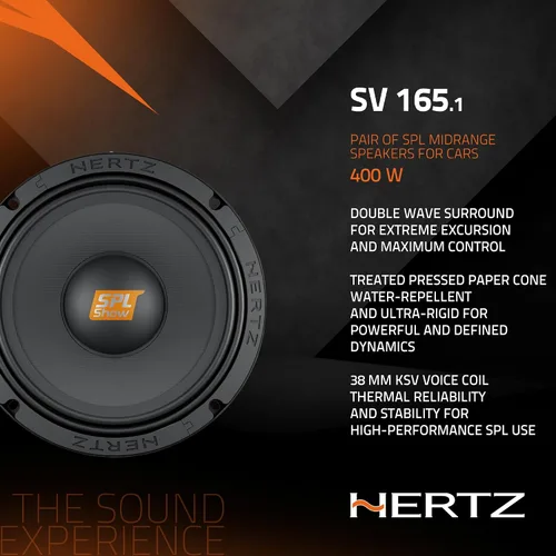 Vista 4 de HERTZ SPL Show Series SV-1651 6.5" 4-Ohm SPL Controladores de altavoz de rango medio (par) Pressed Paper, 6.5 Inch, 200W RMS, 4 Ohm, Ferrite