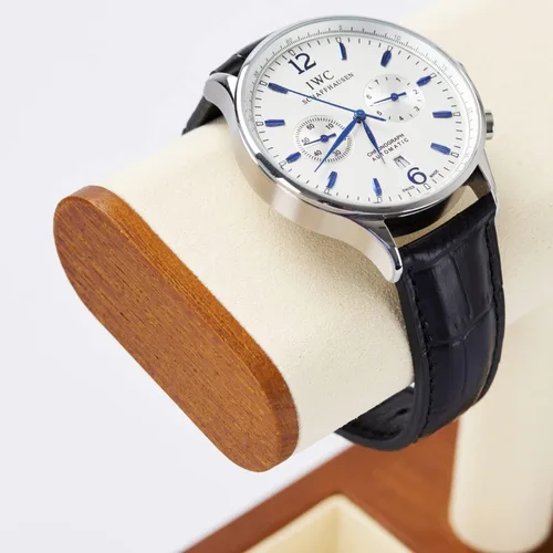 Vista 5 de Oirlv Soporte de exhibición de reloj de madera maciza Soporte de reloj con barra en T para hombres y mujeres Organizador de accesorios de joyería