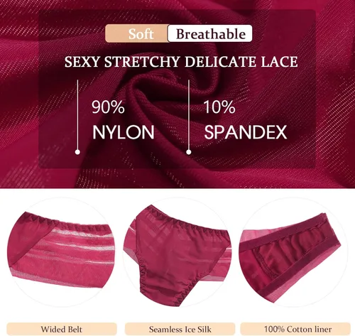 Vista 5 de chahoo Ropa interior de tanga para mujer, bragas sexy de tiro bajo, sin costuras, tangas de encaje en la espalda en T, paquete de 5 tangas que no se