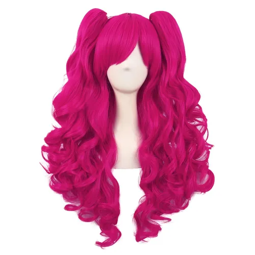Vista 65 de Peluca MapofBeauty Lolita para disfraz, cabello largo, rizado, con coleta, Blanco