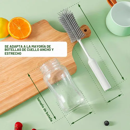 Vista 6 de Juego de cepillos para botellas 6 en 1 con soporte, kit de limpieza multiusos para biberones, botellas de agua reutilizables, popotes y tapas, sin