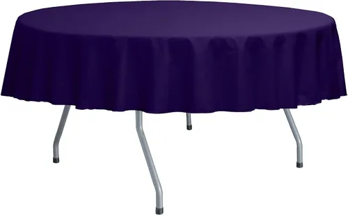 Vista 39 de Ultimate Textile Poly-Cotton Twill 60-Inch Round Tablecloth - Fits Tables Smaller Than 60-Inches in Diameter, Navy Blue