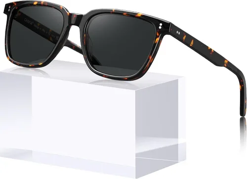 Vista 10 de CARFIA Gafas de sol polarizadas para hombre con protección UV400 Cool Man 1. Marco Tortuga Lente Gris
