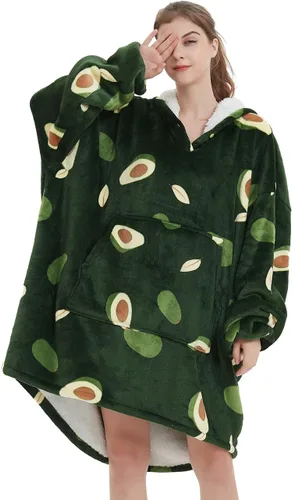 Vista 5 de NAFLEAP Manta con capucha para mujer, manta vestible para adultos, de gran tamaño, forro polar, sherpa, sudadera de Navidad, regalo para mujeres