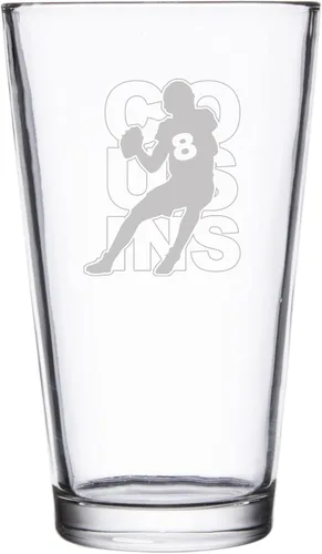 Vista 5 de Hat Shark Jugador atlético deportivo de fútbol – Vasos de pinta grabados con láser para cerveza, jarra de 16 onzas (Allen #17)