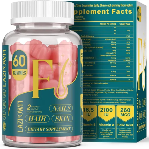 Vista 14 de Gomitas de biotina, vitaminas para la piel y las uñas para hombres y mujeres, vitamina B7 vegana, apoya el crecimiento del cabello y uñas más