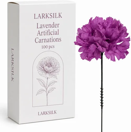 Vista 24 de Larksilk - Claveles artificiales negros, 3.5 pulgadas, paquete de 100
