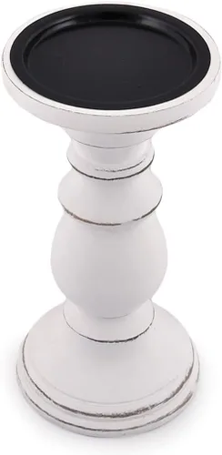 Vista 4 de Samhita Juego de 3 candelabros de madera - Candelabro decorativo tallado a mano para sala de estar o centro de mesa