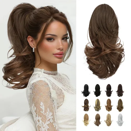 Vista 37 de SOFEIYAN Extensión de Cola de Caballo de 13" Larga y Rizada con Clip en Garra, Extensión de Cabello Sintético de Aspecto Natural para Mujeres