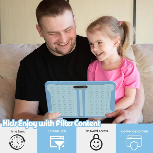 Vista 2 de PRITOM Android 13, tablet infantil de 10 pulgadas, control parental, 6000 mAh, procesador de cuatro núcleos, 2 GB de RAM, 64 GB de ROM, pantalla