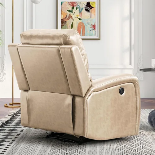 Vista 8 de HAOMARKETS Silla reclinable eléctrica, sofás reclinables de piel sintética suave con respaldo acolchado, sofá reclinable individual superrelleno
