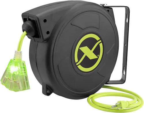 Vista 10 de Flexzilla Extensión retráctil 16/3 AWG 25' carrete de cable eléctrico, ZillaGreen, FZ8160253