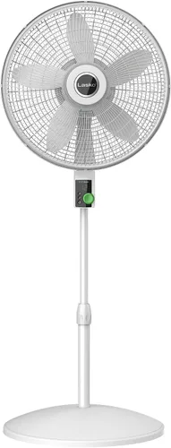 Vista 8 de Lasko EcoQuiet - Ventilador de pedestal oscilante con motor silencioso de corriente continua, 12 velocidades, temporizador de 8 horas, altura