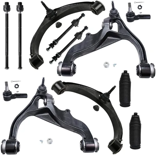 Vista 125 de Detroit Axle – 12 brazos de control superiores e inferiores delanteros con rótulas, barras de unión exteriores e interiores con topes, barras