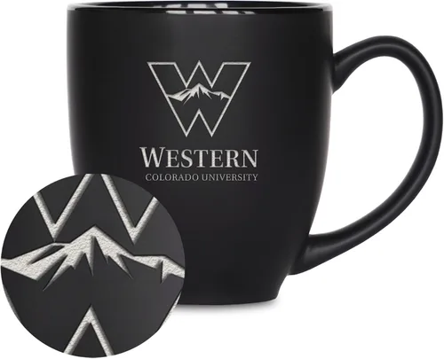 Vista 445 de Rico Industries - Taza de cerámica mate negra con grabado láser estándar de 15oz para NCAA (escuelas T & U) - Para bebidas calientes o frías