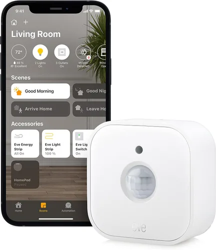 Vista 10 de Eve Motion (Matter) Paquete de 3 – Sensor Inteligente de Movimiento y Luz, IPX3, Activación Automática de Dispositivos, A Prueba del Futuro