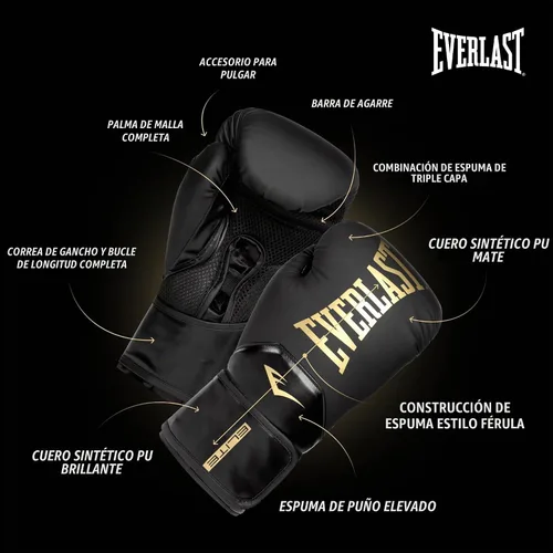 Vista 4 de Everlast Guantes de boxeo Elite 2 2-Negro/Dorado