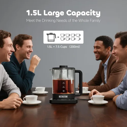 Vista 5 de Tetera Eléctrica de Té con Infusor, Control de Temperatura y Apagado Automático de 24 H Mantiene Caliente para Calentador de Agua de Café y Tetera