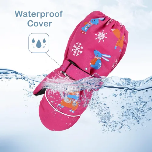 Vista 3 de Guantes de invierno impermeables para niños pequeños, guantes de esquí de vellón cálido para nieve, para bebé niño y niña, clima frío