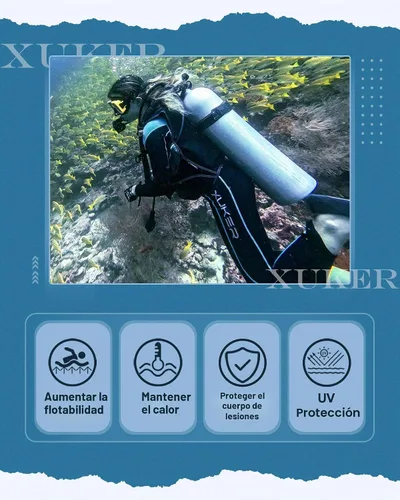 Vista 4 de XUKER - Trajes de neopreno para mujer, 0.079 in, cremallera trasera, trajes de buceo de cuerpo completo