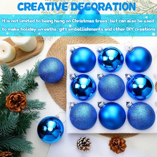Vista 3 de Namalu 12 piezas 3.34" Adornos de bolas de Navidad de vidrio, adornos de bolas brillantes y mates, juego de adornos de bolas de árbol de Navidad