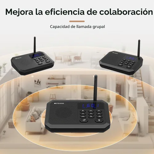 Vista 2 de Retekess TH201 Intercomunicadores inalámbricos para el hogar, intercomunicador manos libres, largo alcance 1 milla, 22 canales, VOX, cuidado