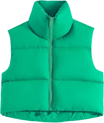Vista 2 de Fuinloth Chaleco acolchado para mujer, cuello alto y ligero, con cremallera