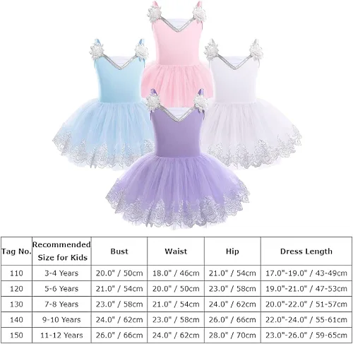 Vista 7 de ODASDO Leotardo de ballet para niñas, camisola, faldas tutú, lentejuelas brillantes, bordado de flores, vestido de baile, traje de gimnasia