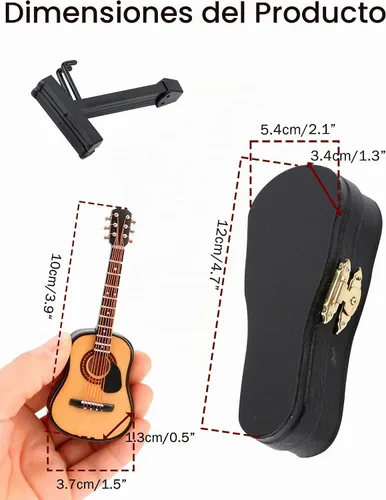 Vista 2 de Modelo de guitarra en miniatura, mini casa de muñecas de madera