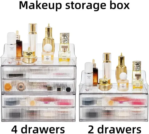 Vista 5 de Organizador de maquillaje para encimera, vitrinas de cosméticos grandes, organizador de cosméticos para el cuidado de la piel, 2 cajones