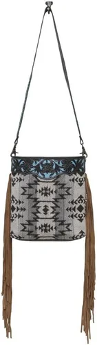 Vista 4 de Bolso bandolera de cuero occidental para mujer, bolso cruzado reciclado con borla
