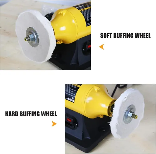 Vista 5 de Pulidora de banco de 4.0 A, máquina pulidora de joyería de 6 pulgadas, pulidora de banco de 3450 RPM con ruedas de pulido duras y de franela