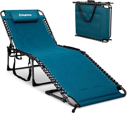 Vista 10 de KingCamp Silla de salón de gran tamaño 440 libras, silla de bronceado acolchada, color negro
