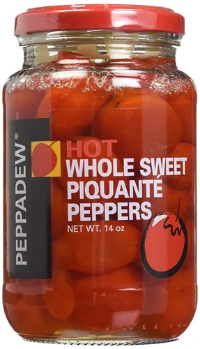 Vista 3 de Peppadew Sweet & Spicy Juanita Piquante Peppers, 14 onzas (14.11 oz) CALIENTE, enteros - Sin gluten y veganos, [Paquete de 2]