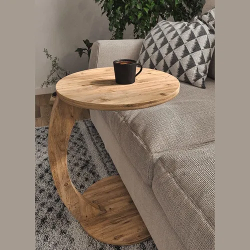 Vista 8 de Mesa auxiliar en forma de C para sofá, lugares pequeños, mesa auxiliar redonda de mármol sintético negro, ahorradora de espacio, mesa lateral