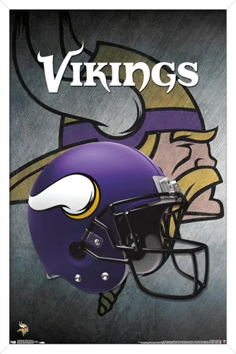 Vista 14 de Trends International NFL Minnesota VIkings - Póster de pared con casco 16, 14.725 x 22.375 pulgadas, versión enmarcada de madera de granero Versión