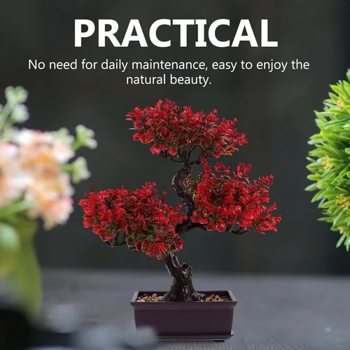 Vista 2 de Árbol bonsái artificial, árbol bonsái falso realista, plantas falsas de interior, planta sintética en maceta, planta bonsái de pino japonés, planta