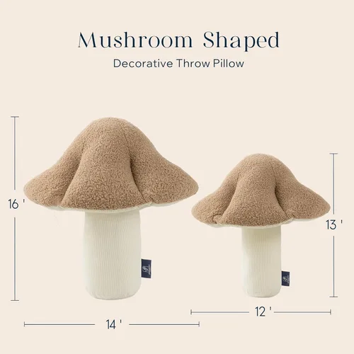 Vista 2 de Phantoscope Almohada Decorativa en Forma de Hongo, Almohadas Decorativas de Vellón Teddy Suave en Forma de Hongo, Lindo Cojín en Forma 3D para Sofá