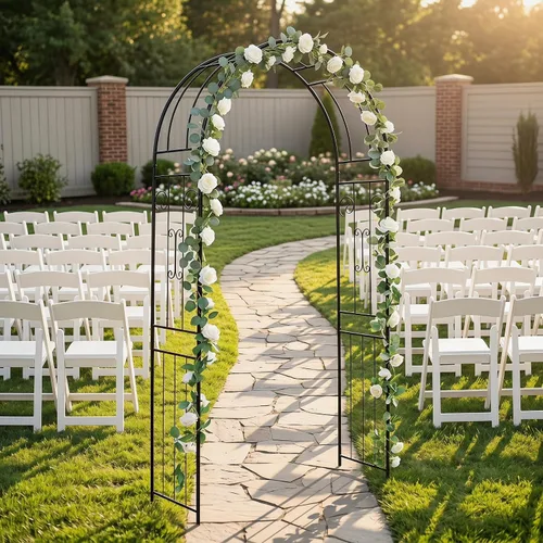 Vista 11 de Pérgola de hierro práctico, arco de árbol de jardín, arco de enrejado de metal para plantas trepadoras, vides de uva de rosas, decoración de pérgola
