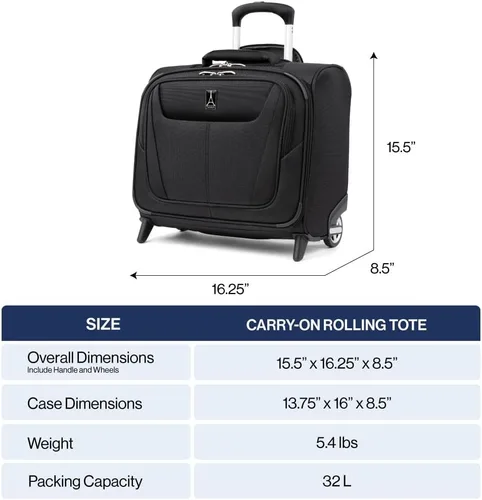 Vista 6 de Travelpro Bolso tote con ruedas Maxlite 5, Negro -, Maxlite 5 Softside - Bolsa ligera con ruedas para debajo del asiento