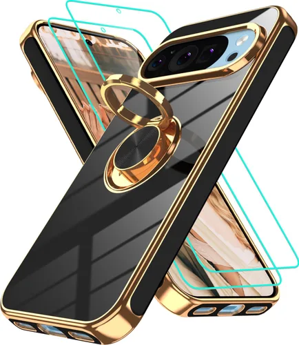 Vista 94 de Funda para Motorola Moto G 5G 2024: Funda Moto G Play 5G 2024 con 2 piezas de protectores de pantalla, soporte de anillo de rotación de 360°